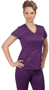 Медицинская блуза женская АЛЬФА (фиолетово-зеленый)