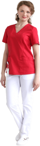 Медицинская блуза женская красная Терра, "Доктор Стиль"