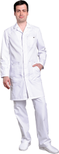 Медицинский халат мужской белый ПРАКТИК, "Доктор Стиль"