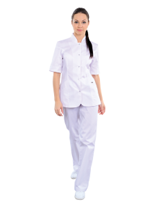 Медицинская блуза женская САНДРА (белый) короткий рукав