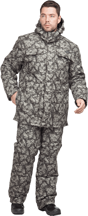 Зимний мужской костюм для охоты и рыбалки КОРГОН утеплённый, "Sobol" камни/олива
