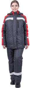 Зимний рабочий костюм РОУД утеплённый женский т.серый+красный