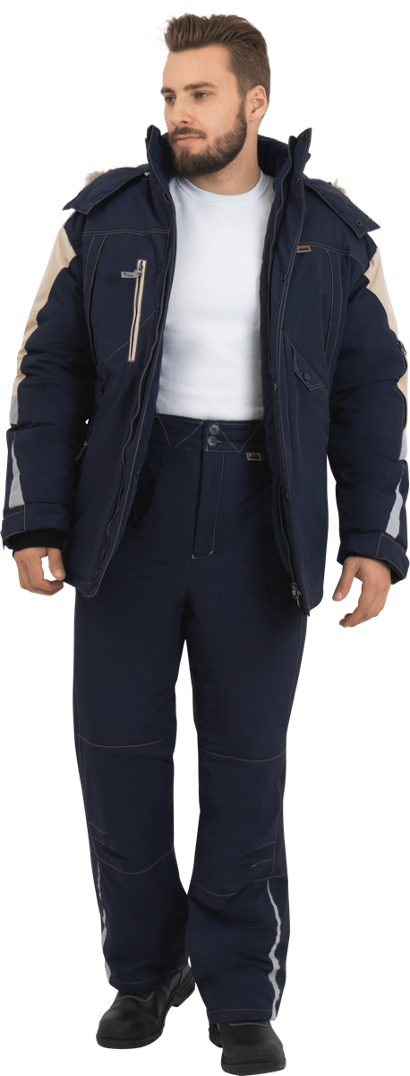 Куртка рабочая ХАЙ-ТЕК утеплённая мужская т/синий+бежевый
