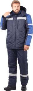 Зимний рабочий костюм РОУД утеплённый т.синий-василек мужской