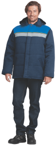 Куртка рабочая ЕВРОТЕЛОГРЕЙКА утеплённая т/синяя+василек  мужская