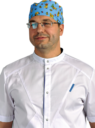 Колпак медицинский мужской с резинкой (цвет с рисунком синий фон), "Доктор Стиль"