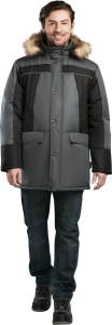 Куртка рабочая СКАНДИНАВИЯ ЛЮКС утеплённая мужская серый+чёрный