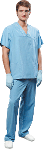 Медицинский мужской костюм хирурга голубой