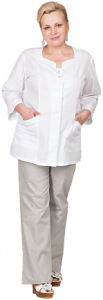 Медицинский костюм АФИНА женский (белый+светло-серый)