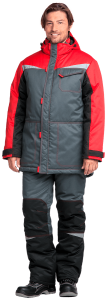 Зимний рабочий костюм КМ-10 ЛЮКС серый+красный мужской