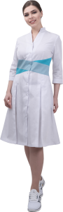 Медицинский халат МОНИКА женский белый+голубой