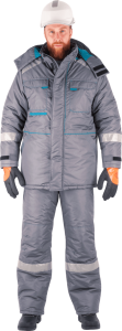 Зимний рабочий костюм ГАЛАКТИКА мужской серый-бирюза