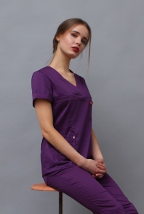 Медицинская блуза женская Альфа фиолет/настурция NEW, "Доктор Стиль"