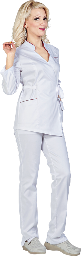 Медицинская блуза женская АЛИСА (белый с красным)