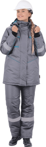Зимний рабочий костюм ГАЛАКТИКА женский серый-бирюза