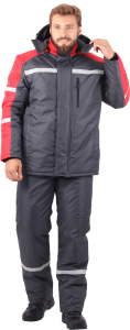 Зимний рабочий костюм РОУД утеплённый т.серый-красный мужской