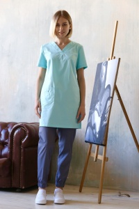 Медицинская блуза женская голубая Лонга, "Доктор Стиль"
