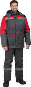 Зимний рабочий костюм ЕНИСЕЙ УТЕПЛЕННЫЙ серый с красным мужской