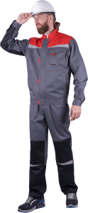 Летний костюм рабочий "КМ-10 ЛЮКС" серый-красный-черный мужской