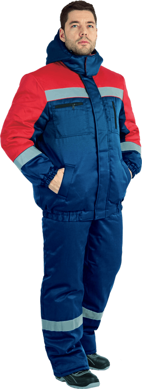 Зимний рабочий костюм БАЙКАЛ утеплённый синий+красный