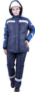 Зимний рабочий костюм РОУД утеплённый женский т.синий+василек