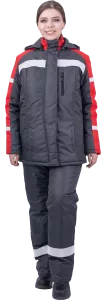 Зимний рабочий костюм РОУД утеплённый женский т.серый+красный