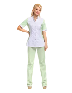 Медицинская блуза женская ПАНАЦЕЯ (белый-зеленый лист)