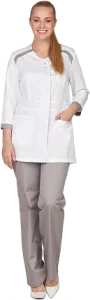 Медицинский костюм МИРАЖ женский (белый+серый)