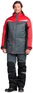 Зимний рабочий костюм КМ-10 ЛЮКС серый+красный мужской