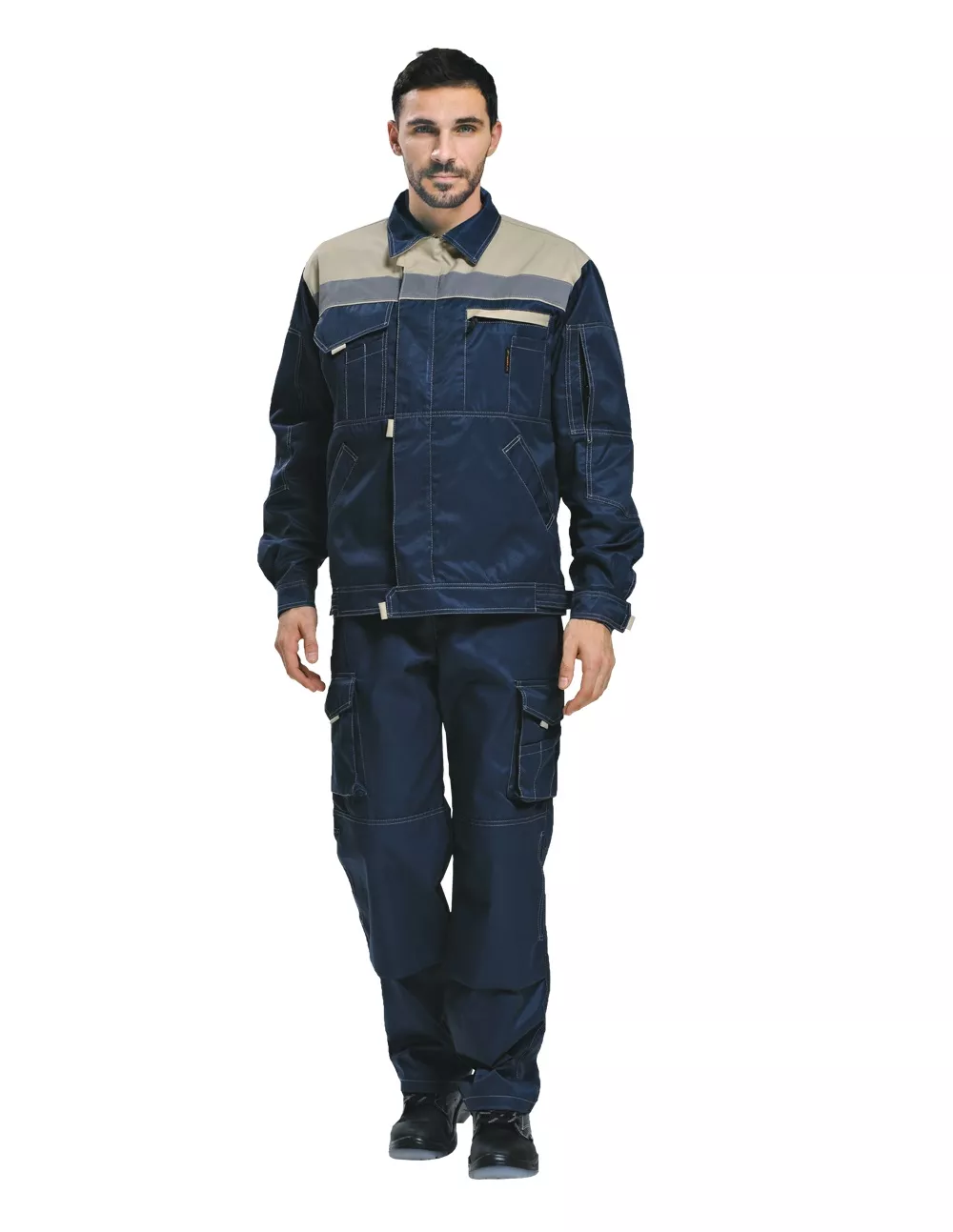 Летний костюм рабочий "Докер" синий + бежевый мужской