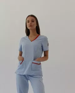 Медицинская блуза женская светло-голубая Терра, "Доктор Стиль"